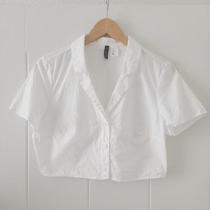 Crop Button Up Short Sleeve Shirt